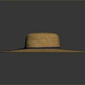 Wide Brimmed Straw Hat With Blue Ribbon Bow For Summer Daily Fashion Use