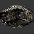 Feather Shaped Wooden Boat With Colorful Thin Slices Glossy Surface Smooth Gray Background And Reflection