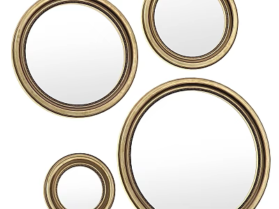 Stylish Round Mirrors Wall Decor With Gold Frames And Multiple Sizes 3d model
