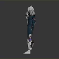 Futuristic Game Movie Character Robot With White And Teal Mechanical Structure Standing Pose