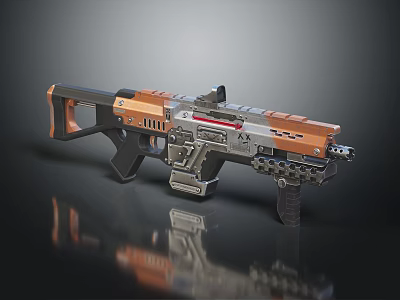 Futuristic Assault Rifle With Modern Tactical Design Orange Black Color And Scope Attachment 3d model