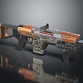 Futuristic Assault Rifle With Modern Tactical Design Orange Black Color And Scope Attachment