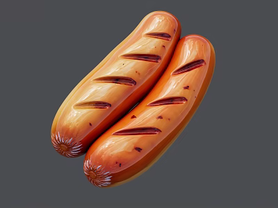 two roasted sausages 3d model