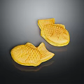 Golden Brown Traditional Japanese Fish Shaped Pastries With Grid Pattern Snack
