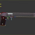Modern Black And Red Pistol With Geometric Pattern Barrel And Cross Symbol