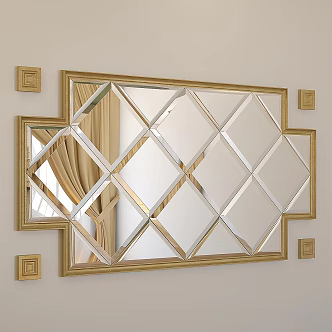 Jane European wall mirror decorative mirror wall decoration pendant 3d model