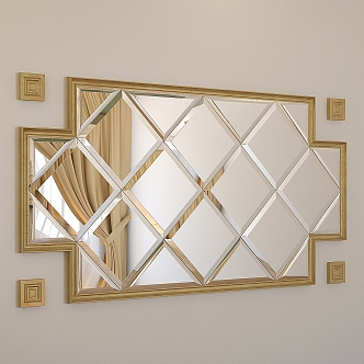 Jane European wall mirror decorative mirror wall decoration pendant 3d model