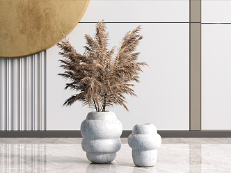 Modern vase potted reed plant 3d model