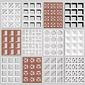 Decorative Room Dividers With Various Geometric Patterns In White And Brown 3d model