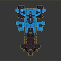 Sci-Fi Spaceship 3D Model Design With Blue Black Exterior And Red Accent Lights Mechanical Structure