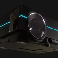 Sleek Black Projection Monitoring Device With Modern Design And Blue Accent Lines