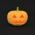 Illuminated Pumpkin Shaped Decorative Light with Carved Face Design and Orange Glow for Halloween Decoration