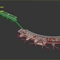 Cartoon Scene Featuring Modern Terminal With Long Curved Corridors And Bright Colorful Structures