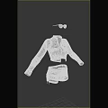 Fashionable Black Leather Jacket And Short Shorts Set With Sunglasses