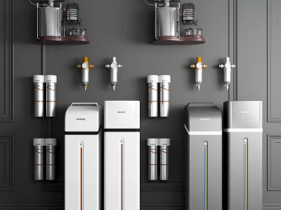 Modern Home Kitchen Water Purification Appliances With Filter Systems 3d model