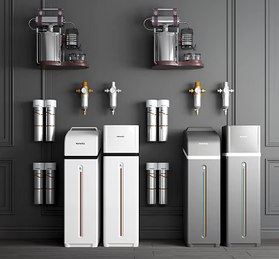 Modern Home Kitchen Water Purification Appliances With Filter Systems 3d model