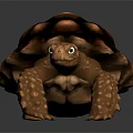 Realistic Turtle with Brown Black Textured Shell Green Eyes and Scaly Limbs on Dark Background 3d model