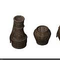 Wicker Storage Baskets Set With Various Sizes For Home Organization And Decor 3d model