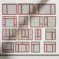 Various Styles Of Casement Windows With Brown Frames Displayed On White Wall Surface