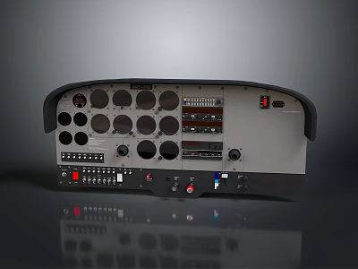 Control Panel With Circular Knobs Buttons Display Screen And Indicator Lights 3d model