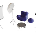 Commercial Studio Photography Equipment With Softbox Umbrella Bean Bag Chair Small Table And Camera Stand