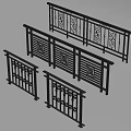 Black Metal Railings With Intricate Decorative Patterns And Various Designs 3d model