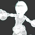 Smiling 3D Woman Character Wearing Pink Gray Outfit With Headphones And Arm Devices