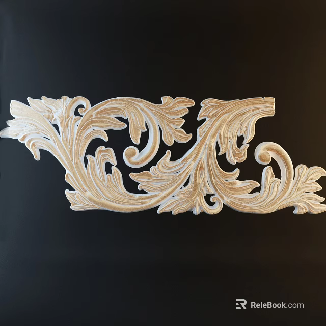 Intricate Decorative Carving With Floral Scrolls Leaf Motifs And Detailed Patterns 3d model 
