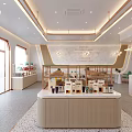 Modern Dessert Shop Interior With Display Shelves Counter And Lighting Fixtures