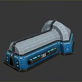 Futuristic Blue Aerospace Module With Metallic Structure And Illuminated Space Details
