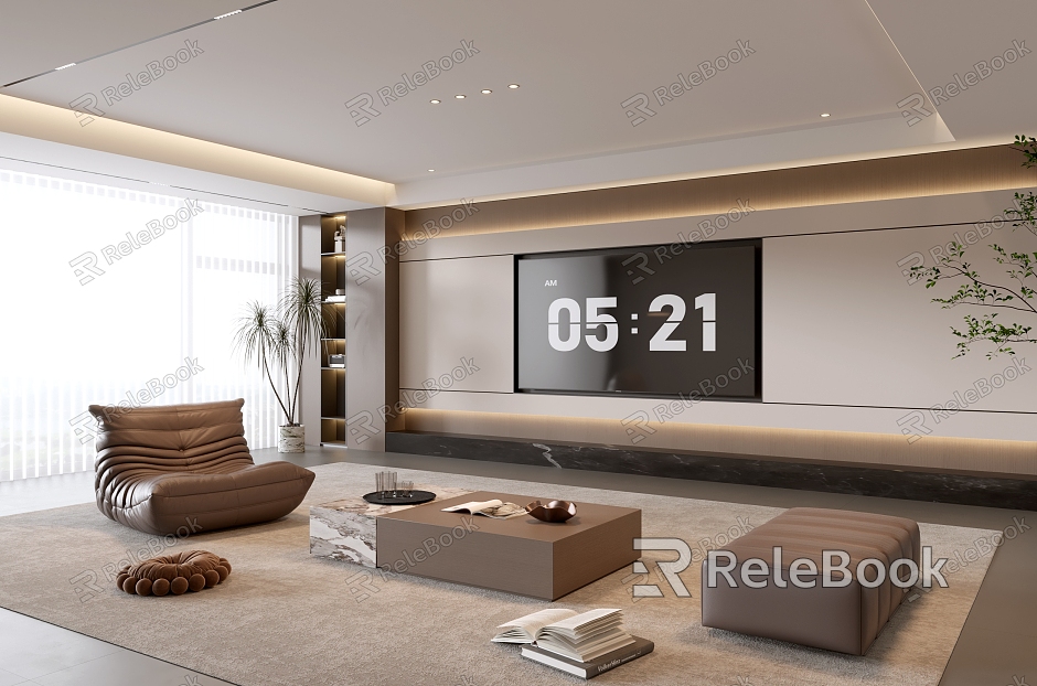 Modern Italian Living Room Light Luxury TV Background Wall model