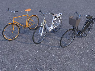 Classic Bicycles In Yellow White Black With Different Designs And Features 3d model