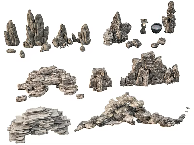 Artificial Rockery Stones With Various Shapes For Garden Landscape Design 3d model