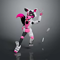 Animated Game Character With Pink White Fur And Fox Like Features Throwing Objects Playful Pose