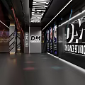Spacious Modern Dance Studio Interior With Stylish Lighting And Decorative Walls 3d model