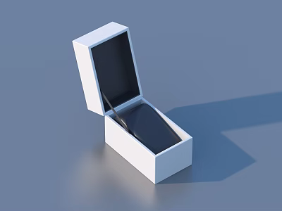 Stylish Open White Storage Box With Black Item Inside For Daily Use 3d model