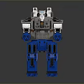 Game and Movie Robot Character with Silver Blue Mechanical Body and Detailed Metal Joints