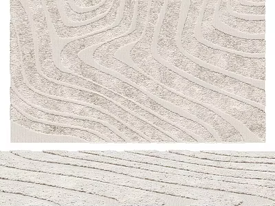 Textured Square Rug With Neutral Tones And Wave Patterns 3d model