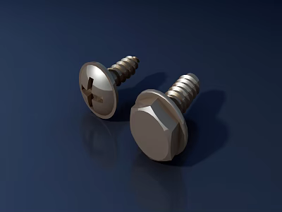 High Quality Stainless Steel Hardware Tools Featuring Cross Head And Hex Head Screws 3d model