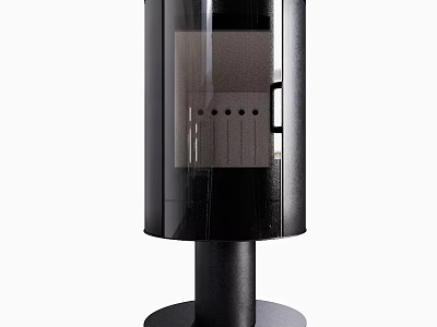 Modern Black Freestanding Fireplace With Glass Front And Pedestal Base 3d model
