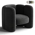 Modern Minimalist Single Sofa With Beige Linen Upholstery And Rounded Arms