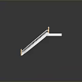 White Curved Staircase Model With Golden Decorative Pillars And Railings On Gray Background