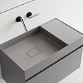 Modern Washbasin With Sleek Gray Countertop And Minimalist Faucet Design