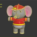 Cartoon Elephant Character With Red Hat Large Pink Ears And Red Yellow Striped Shirt