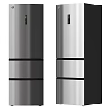 Stainless Steel Refrigerator Freezer Three Door Design Modern Black And Silver Finish
