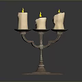 Decorative Metal Candle Holder With Three Burning Candles And Burn Marks