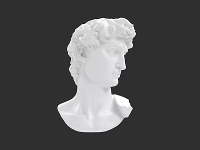 Game Anime Character Bust with White Marble Curly Hair in Classical Art Style 3d model