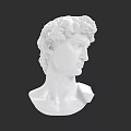 Game Anime Character Bust with White Marble Curly Hair in Classical Art Style