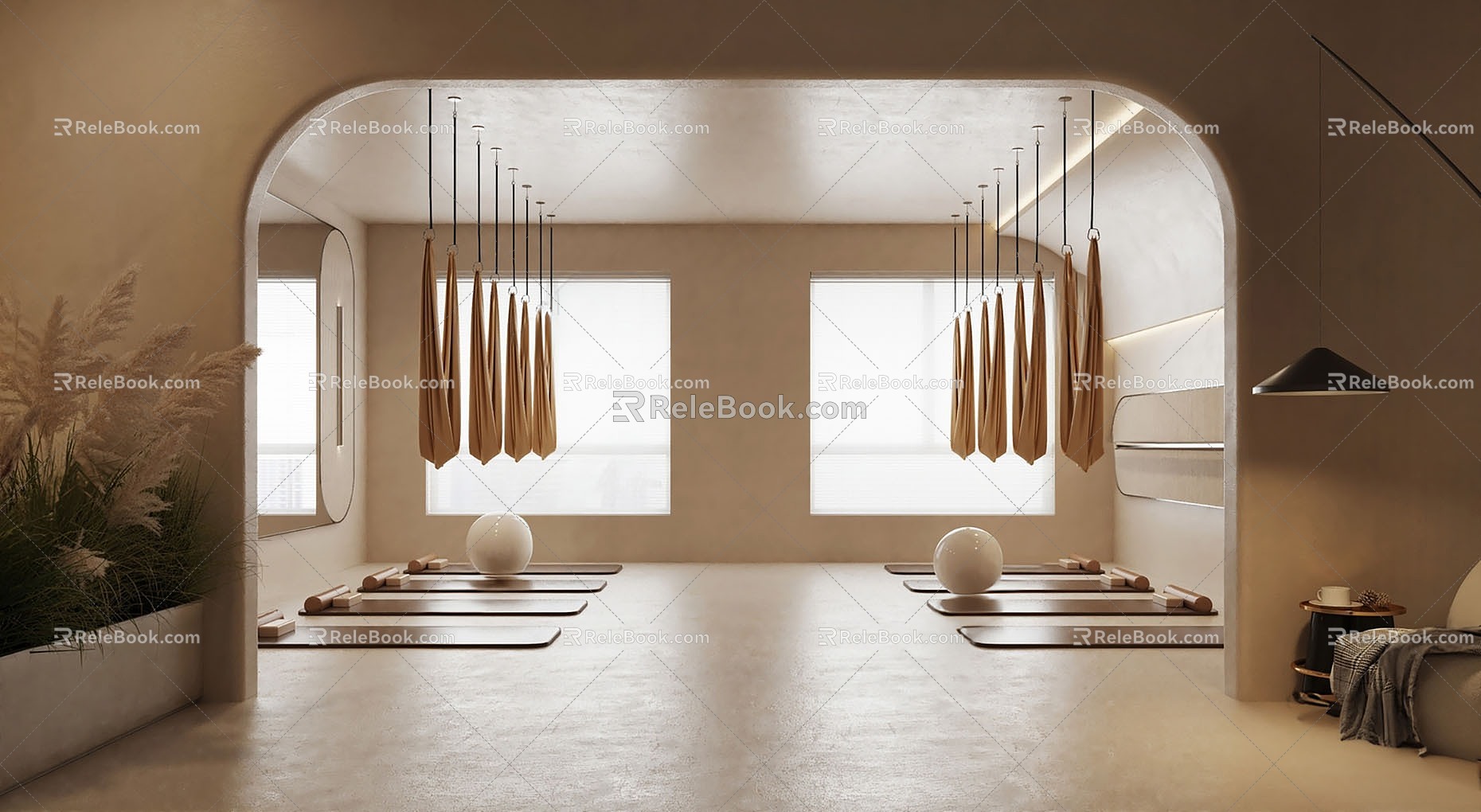 Silent Cream Style Yoga Room model