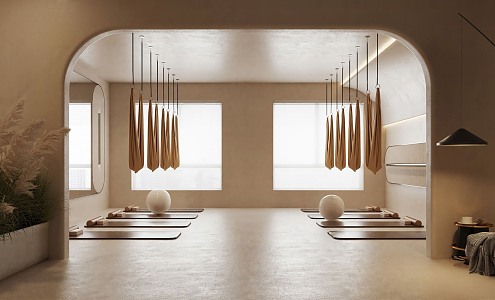 Silent Cream Style Yoga Room 3d model